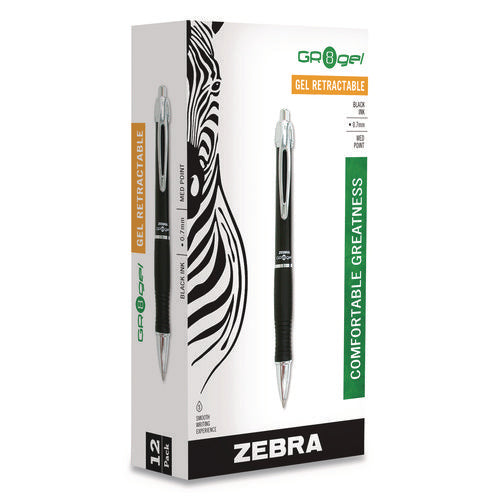 Image of Zebra® Sarasa Dry X10 Gel Pen, Retractable, Medium 0.7 mm, Black Ink, Black/Silver Barrel, 12/Pack