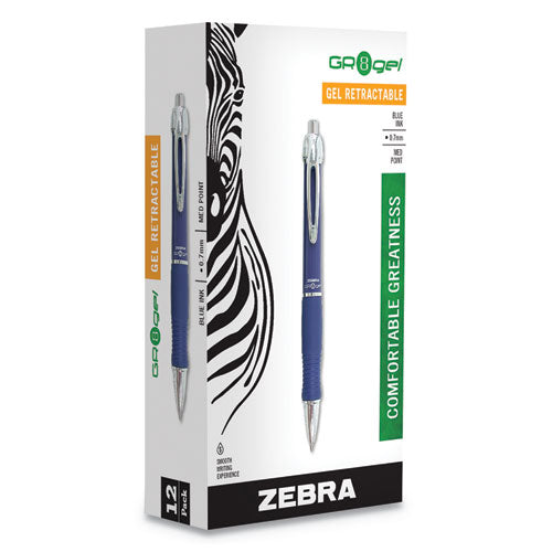 Image of Zebra® Sarasa Dry X10 Gel Pen, Retractable, Medium 0.7 mm, Blue Ink, Blue/Silver Barrel, 12/Pack
