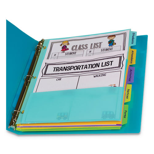 Image of C-Line® Index Dividers With Multi-Pockets, 5-Tab, 11.5 X 10, Assorted, 1 Set