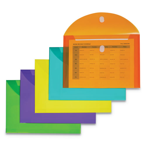 Image of C-Line® Reusable Poly Envelope, Hook/Loop Closure, 8.5 x 11, Assorted Colors, 10/Pack
