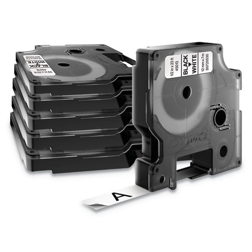 Image of DYMO® D1 Standard Labels, 0.5" x 23 ft, Black Print on White Tape, 6/Pack