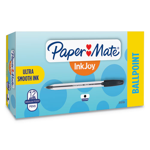 Image of Paper Mate® Inkjoy 50st Ballpoint Pen, Stick, Medium 1 Mm, Black Ink, Clear Barrel, Dozen