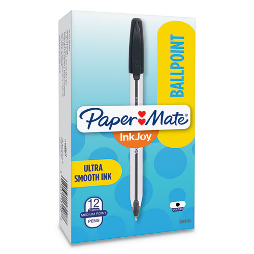 Image of Paper Mate® Inkjoy 50st Ballpoint Pen, Stick, Medium 1 Mm, Black Ink, Clear Barrel, Dozen