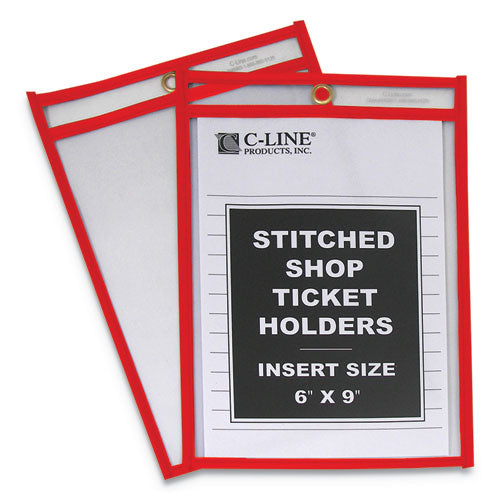 Image of C-Line® Stitched Shop Ticket Holders, Top Load, Super Heavy, Clear, 6" X 9" Inserts, 25/box