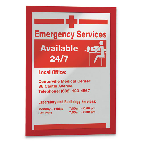 Image of Durable® DURAFRAME Sign Holder, 8.5 x 11, Red Frame, 2/Pack