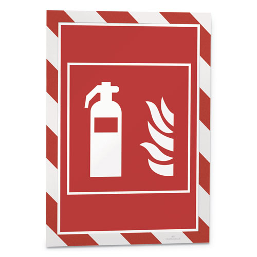 Image of Durable® DURAFRAME Security Magnetic Sign Holder, 8.5 x 11, Red/White Frame, 2/Pack