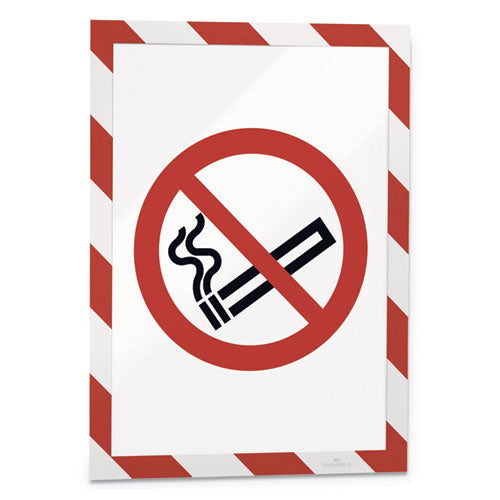 Image of Durable® DURAFRAME Security Magnetic Sign Holder, 8.5 x 11, Red/White Frame, 2/Pack