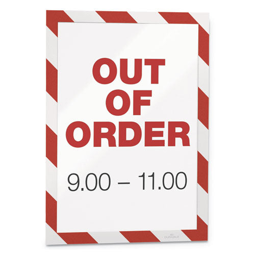 Image of Durable® DURAFRAME Security Magnetic Sign Holder, 8.5 x 11, Red/White Frame, 2/Pack