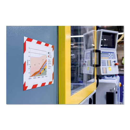 Image of Durable® DURAFRAME Security Magnetic Sign Holder, 8.5 x 11, Red/White Frame, 2/Pack