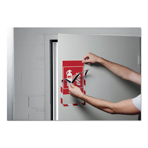 Image of Durable® DURAFRAME Security Magnetic Sign Holder, 8.5 x 11, Red/White Frame, 2/Pack