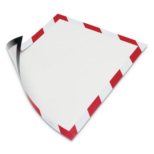 Image of Durable® DURAFRAME Security Magnetic Sign Holder, 8.5 x 11, Red/White Frame, 2/Pack