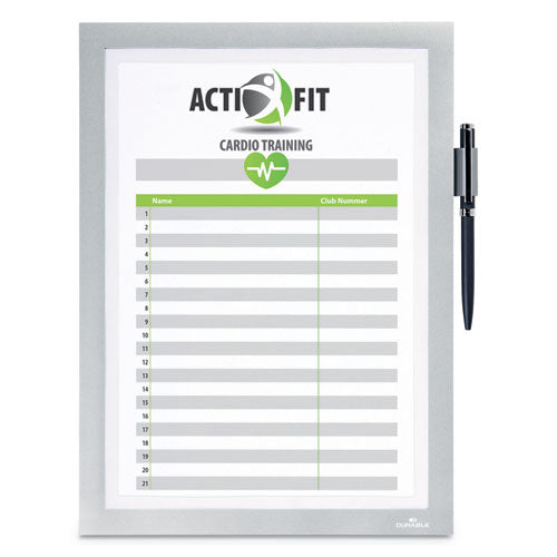 Image of Durable® DURAFRAME Note Sign Holder, 8.5 x 11, Silver Frame