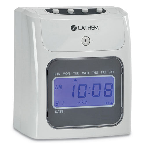 Image of Lathem® Time 400e Top-Feed Time Clock Bundle, Digital Display, White