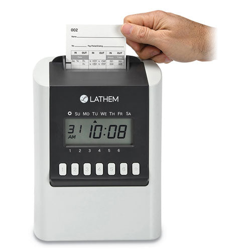 Image of Lathem® Time 700e Calculating Time Clock, Digital Display, White