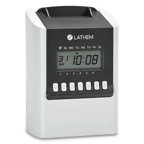 Image of Lathem® Time 700e Calculating Time Clock, Digital Display, White