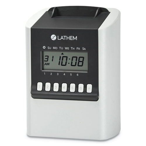 Image of Lathem® Time 700e Calculating Time Clock, Digital Display, White