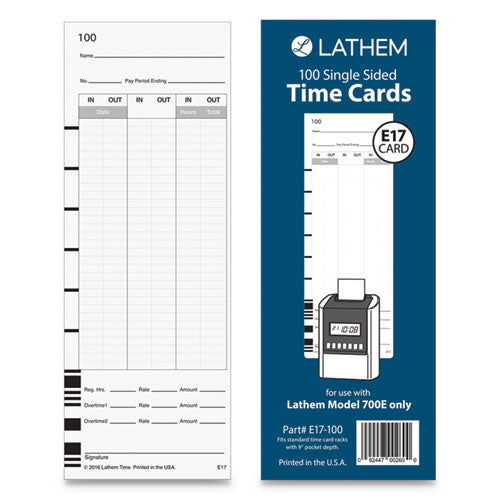 Image of Lathem® Time Time Clock Cards For Lathem Time 700e, One Side, 3.5 X 9, 100/pack