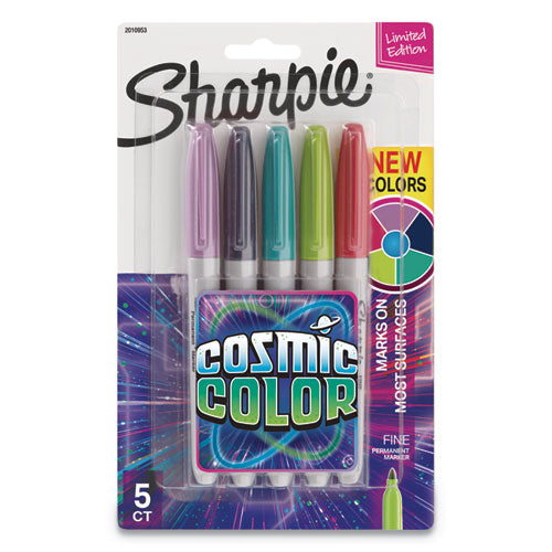 Image of Sharpie® Cosmic Color Permanent Markers, Medium Bullet Tip, Assorted Cosmic Colors, 5/pack