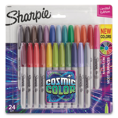Image of Sharpie® Cosmic Color Permanent Markers, Medium Bullet Tip, Assorted Cosmic Colors, 24/pack