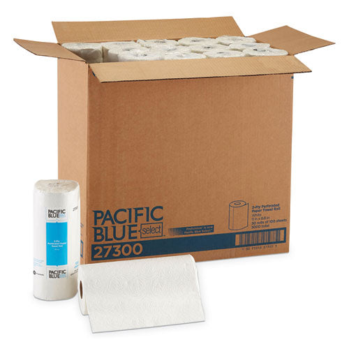 Image of Georgia Pacific® Professional Pacific Blue Select Two-Ply Perforated Paper Kitchen Roll Towels, 2-Ply, 11 x 8.88, White, 100/Roll