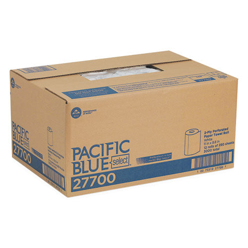 Image of Georgia Pacific® Professional Pacific Blue Select Two-Ply Perforated Paper Kitchen Roll Towels, 2-Ply, 11 x 8.8, White, 250/Roll, 12 Rolls/Carton