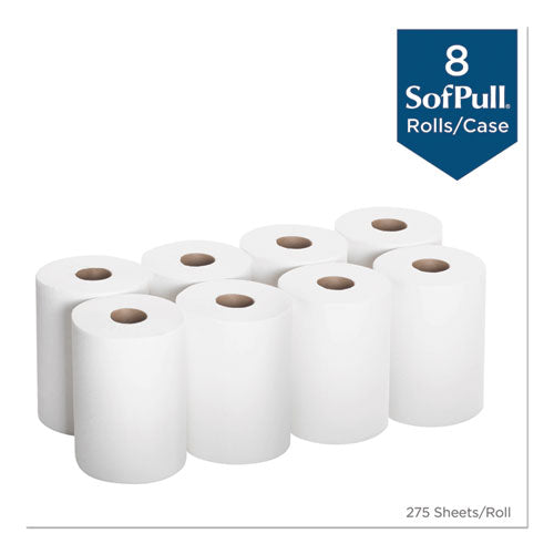 Image of Georgia Pacific® Professional SofPull Premium Junior Capacity Towel, 1-Ply, 7.8 x 14.8, White, 225/Roll, 8 Rolls/Carton