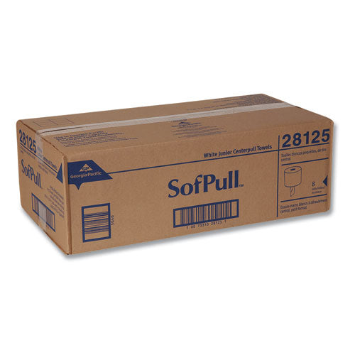 Image of Georgia Pacific® Professional SofPull Premium Junior Capacity Towel, 1-Ply, 7.8 x 14.8, White, 225/Roll, 8 Rolls/Carton