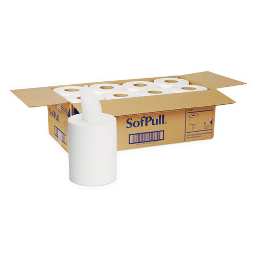 Image of Georgia Pacific® Professional SofPull Premium Junior Capacity Towel, 1-Ply, 7.8 x 14.8, White, 225/Roll, 8 Rolls/Carton