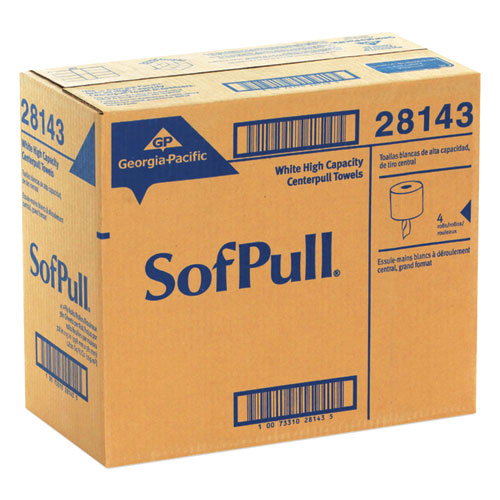 Image of Georgia Pacific® Professional SofPull Perforated Paper Towel, 1-Ply, 7.8 x 15, White, 560/Roll, 4 Rolls/Carton