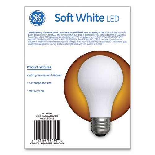 Image of GE Classic Led Soft White Non-Dim A19 Light Bulb, 8 W, 4/pack