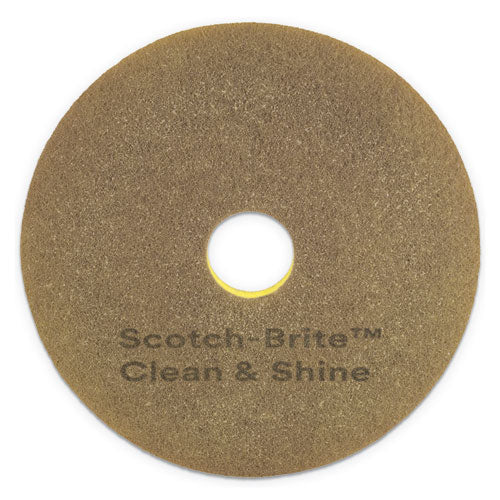 Image of Scotch-Brite Clean And Shine Pad, 20" Diameter, Brown/yellow, 5/carton