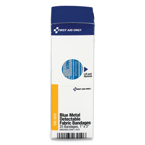 Image of First Aid Only Refill For Smartcompliance General Cabinet, Blue Metal Detectable Bandages,1 X 3, 25/box