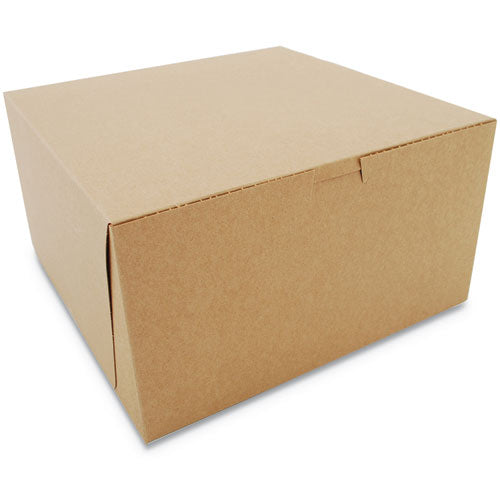 Image of SCT® Kraft One-Piece Non-Window Bakery Boxes, 10 x 10 x 5.5, Brown, Paper, 100/Carton