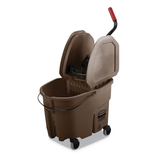 Image of Rubbermaid® Commercial Wavebrake 2.0 Bucket/wringer Combos, Down-Press, 35 Qt, Plastic, Brown