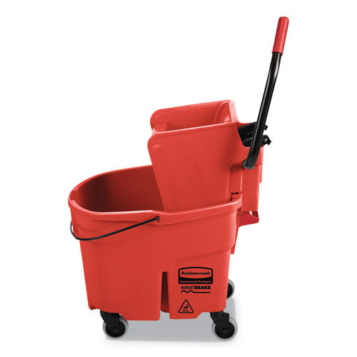 Image of Rubbermaid® Commercial Wavebrake 2.0 Bucket/wringer Combos, Side-Press, 35 Qt, Plastic, Red