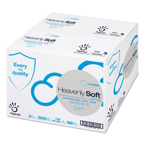 Image of Papernet® Heavenly Soft Toilet Tissue, Septic Safe, 2-Ply, White, 3.5" x 146 ft, 500 Sheets/Roll, 96 Rolls/Carton