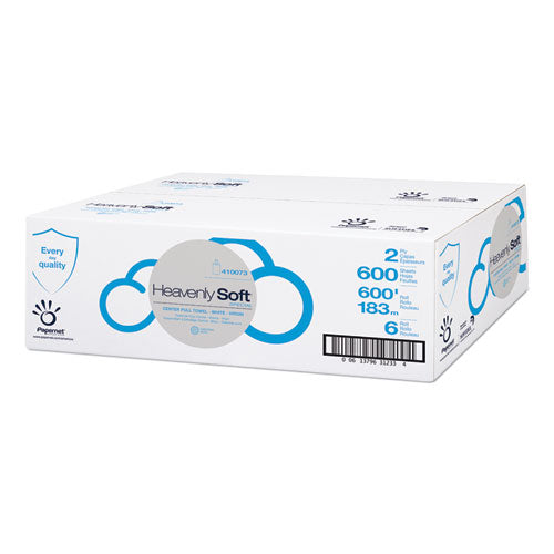Image of Papernet® Heavenly Soft Special Center Pull Towel, 2-Ply, 7.6 x 12, White, 600 Sheets/Roll, 6 Rolls/Carton