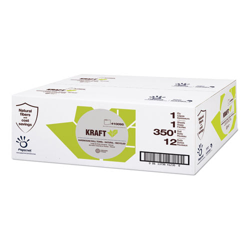 Image of Papernet® Kraft Tech Hardwound Paper Towel, Kraft, 1-Ply, 5.5 x 5.5, Brown, 350 ft/Roll, 12 Rolls/Carton