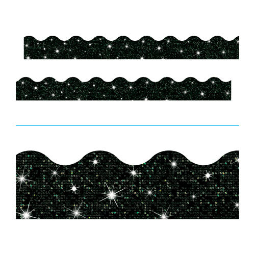 Image of TREND® Sparkle Terrific Trimmers, Sparkles, 2.75" x 32 ft, Black Sparkle, 12/Set