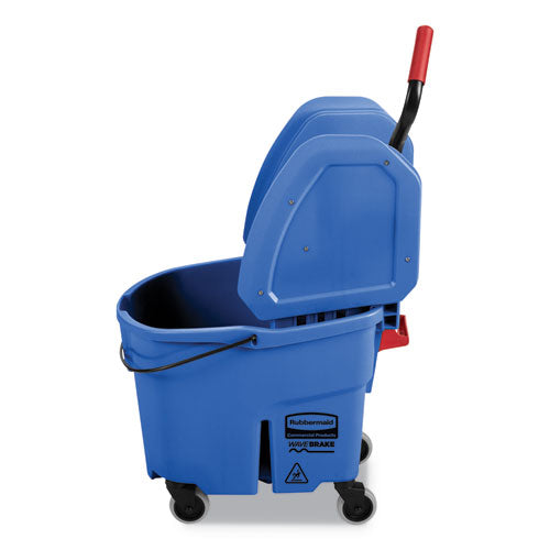 Image of Rubbermaid® Commercial WaveBrake 2.0 Bucket/Wringer Combos, Down-Press, 35 qt, Plastic, Blue