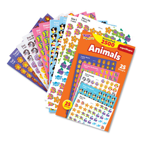 Image of TREND® Superspots And Supershapes Sticker Packs, Animal Antics, Assorted Colors, 2,500 Stickers