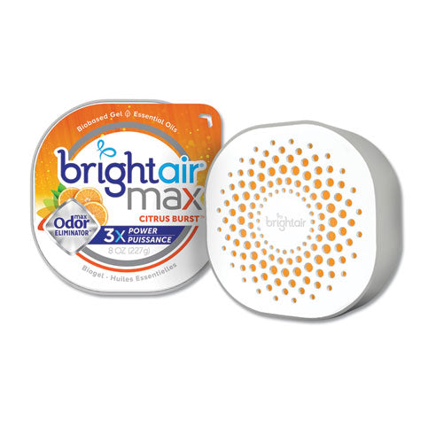 Image of BRIGHT Air® Max Odor Eliminator Air Freshener, Citrus Burst, 8 Oz Jar, 6/carton
