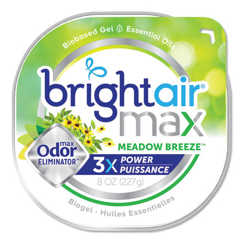 Image of BRIGHT Air® Max Odor Eliminator Air Freshener, Meadow Breeze, 8 Oz Jar, 6/carton