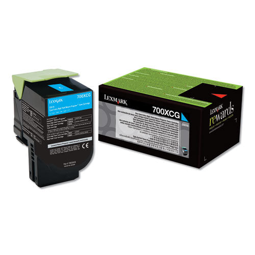 Image of Lexmark 70c0xcg Return Program Extra High-Yield Toner, 4,000 Page-Yield, Cyan, Taa Compliant