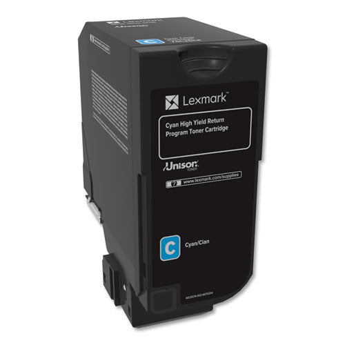 Image of Lexmark 74c1hc0 Return Program Unison High-Yield Toner, 12,000 Page-Yield, Cyan