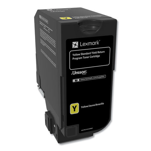 Image of Lexmark 74c1sy0 Return Program Toner, 7,000 Page-Yield, Yellow