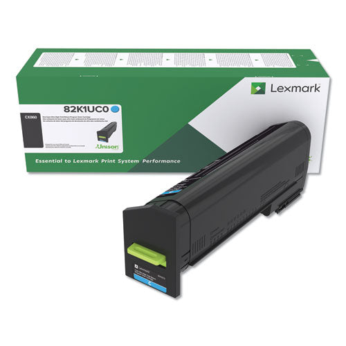 Image of Lexmark 82k1uc0 Return Program Ultra High-Yield Toner, 55,000 Page-Yield, Cyan