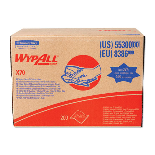 Image of WypAll® X70 Cloths, 12.5 x 16.8, White 200/Carton