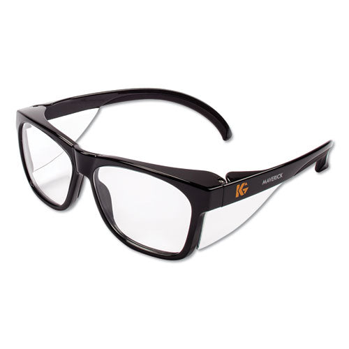 Image of KleenGuard Maverick Safety Glasses, Black, Polycarbonate Frame, Clear Lens, 12/Box