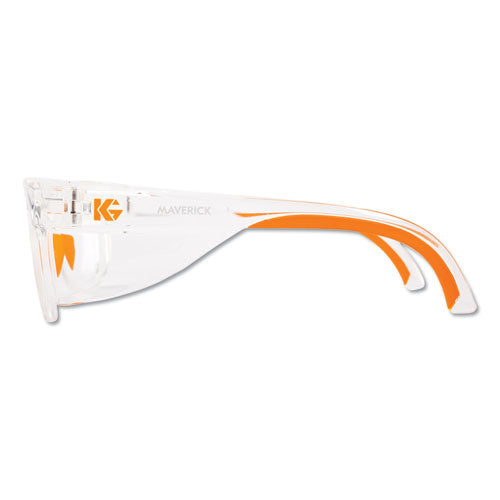 Image of KleenGuard Maverick Safety Glasses, Clear/Orange, Polycarbonate Frame, 12/Box